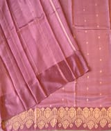 Onion Pink Poona Silk Saree with heavy weaving open Mashru border