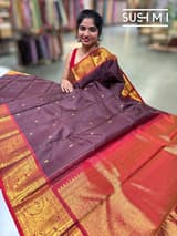 Winish Brown and Red Vintage Kanjeevaram Saree : S62F116