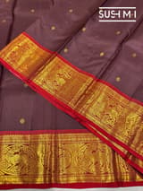 Winish Brown and Red Vintage Kanjeevaram Saree : S62F116