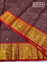 Winish Brown and Red Vintage Kanjeevaram Saree : S62F116