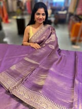Purple kora Muslin Tissue fusion saree SS50206