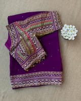 Purple DesignerOrganza saree SS50249