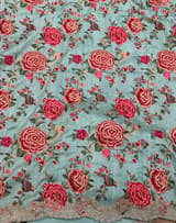 Mint Blue Pure Organza Handwork Saree with heavy Designer Blouse SS50254