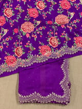 Purple Pure Organza Handwork Saree with heavy Designer Blouse SS50598