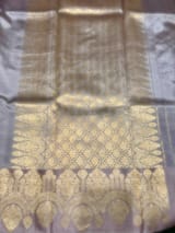 Dusty Mauve Poona Silk Saree with heavy weaving Mashru Open Border