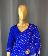 Royal Blue pure gajji silk bandhini Saree