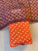 Rust Orange Banarasi Bandhej Silk saree : D62F013