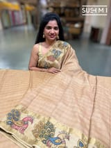 Champagne BeigeKanchi pen kalamkari fusion saree