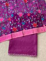 Wine tussar with fusion blouse SS50480