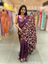 Wine Organza with patan patola inspired embroidery SS50605