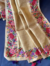 Gold Kanjeevaram Tissue Sareewith petite point embroidery : D62F087