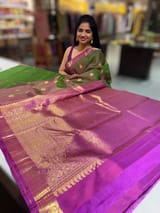 Green Vintage kanchi Saree with temple border SS50161