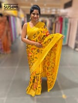 Sunflower Yellow Banaras Mashru Silk with embroidery