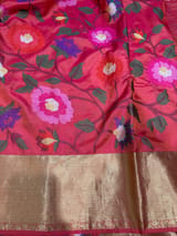 Orangish Pink Kanchi Soft Silk Saree with embroidery : S62F179