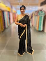 Black Georgette Saree with zigzag pattern badla sequnce : S62F080