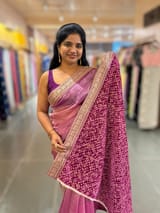 Majenta Pure Tissue Saree with velvet Bandhini pitawork blosue SS50418