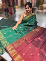 Bottle Green Vintage Kanchi small border saree SS50172