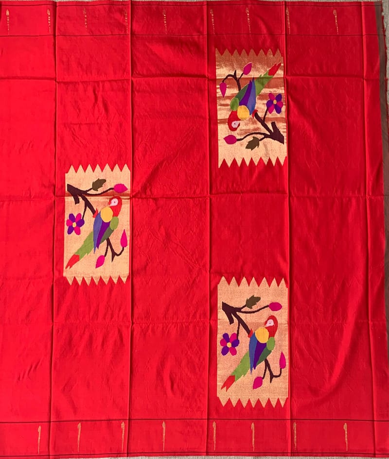 Pure Handloom Pythani silk by silk  Tissue blouse