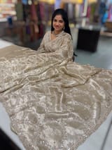 Nude tissue saree with heavy allover intricate handwork SS50243