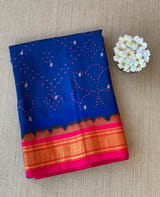 Blue Pure handloom Bandhini paithani saree SS50376