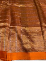 Orange Tissue saree with kanchi silk embroidered blouse