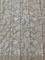 Pastel Yellow Organza Saree with tissue cutwork Rose border