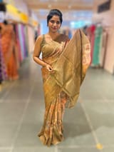 Olive Printed Banarasi Tussar