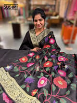 Black Banaras Mashru Silk with embroidery SS5004