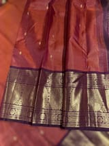 Rust Orange Vaira Oosi checks Vintage Kanchipuram Saree SS50155