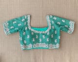 Sea Green Pure Organza Handwork saree DSCL040