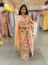 Nude Pink Tissue georgette saree with embroidey SS50402