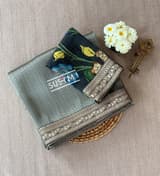 Dark Olive Banarasi tonchoi with pen kalamkari Blouse : D62F022