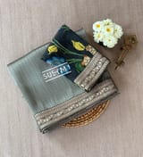 Dark Olive Banarasi tonchoi with pen kalamkari Blouse : D62F022