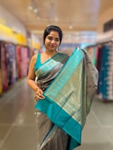 Peacock Blue Banarasi Silk Saree