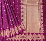 Wine Poona Silk Saree with heavy weaving open Mashru border