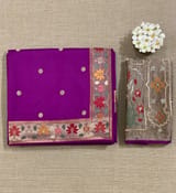 Majenta Kanchi soft silk saree with pythani and jamdani inspired embroidery SS50135