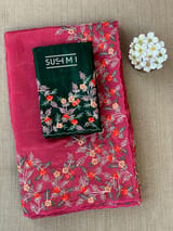 Ruby Pink Banarasi Jute Tissue stripes saree DSCL042