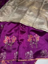 Majenta Banarasi Silk Saree with petite point & Pita embroidery