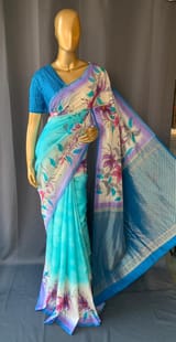 Pure silk Saree with hand paint