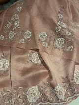 Nude Pink Organza with Rose handwork