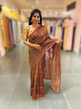 Brown chaderi Tissue saree with designer tissue blouse