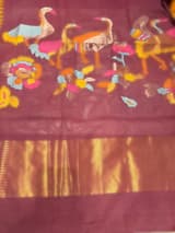 Winish Brown  Pure  handloom Ponduru Khadi jamdani Saree with swan pallu SS50362
