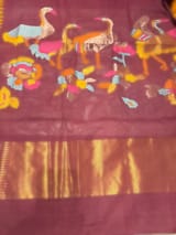 Winish Brown  Pure  handloom Ponduru Khadi jamdani Saree with swan pallu SS50362