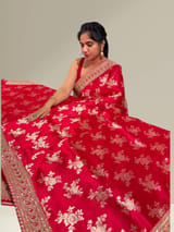 Chilli Red Designer Banarasi Silk Saree SS50579