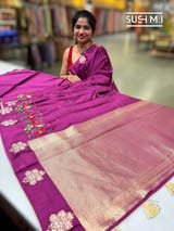 Wine mashru Saree with embroidery : S62F142