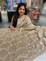 Nude tissue saree with heavy allover intricate handwork SS50243