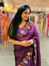 Wine Organza with patan patola inspired embroidery SS50605