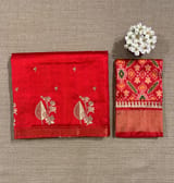 Red Pure Handloom Raw Silk Saree SS50492