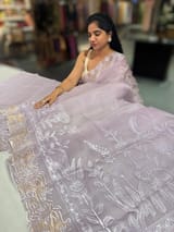 Lilac Organza saree with heavy embroiderey SS50552