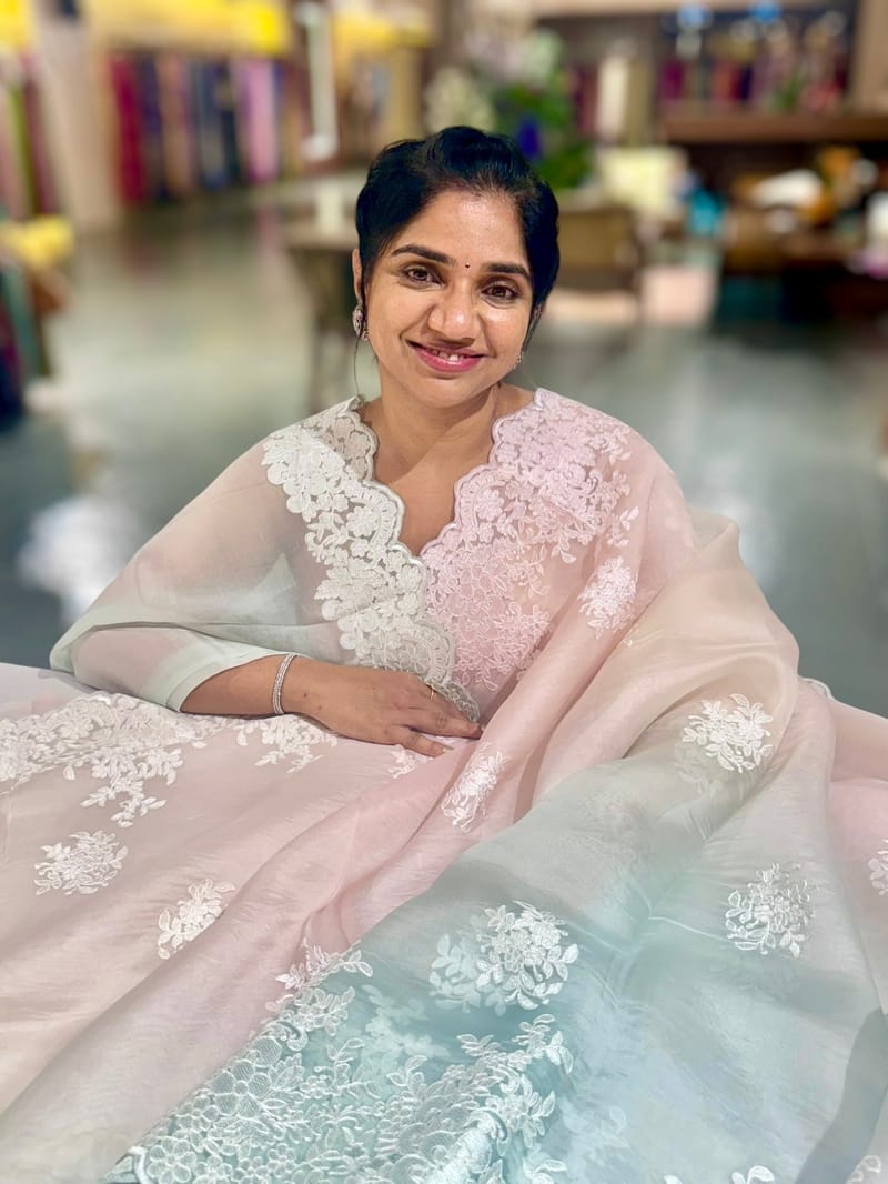 Pure Organza  Ombre Dyed Saree With allover Embroidery SS50310